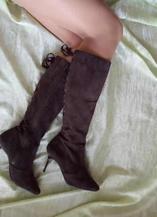 Чоботи з натуральної замші на шнурівці,40