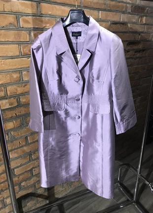 Пальто нарядное из натурального шёлка нежно лавандового цвета luisa spagnoli1 фото