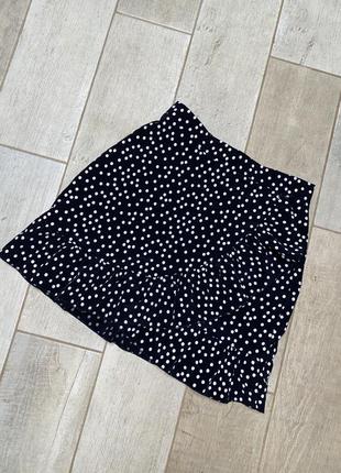 Міні спідниця в горошок з імітацією запаху,волани(025)
