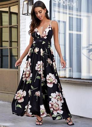 Шифоновое платье  макси с открытой спинкой