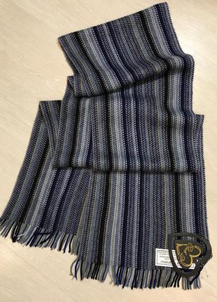 Дуже красивий і стильний брендовий в'язаний шарф в смужку.3 фото