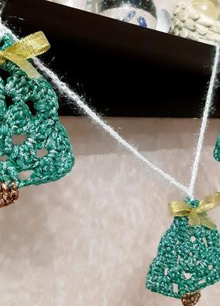 Блестящая новогодняя гирлянда из елочек, гирлянда на елку ручной работы