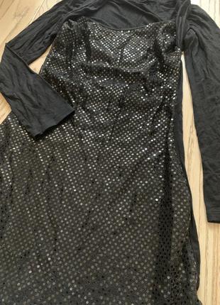 Нарядное чёрное платье в пайетках2 фото