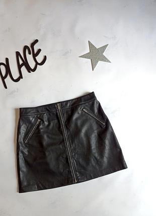 Юбка женская эко кожа на змейке mango