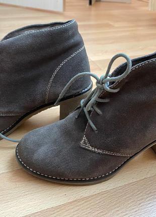 Замшеві сірі черевики / замшевые серые ботинки1 фото