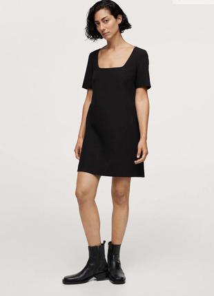 Трикотажное платье с v-образным вырезом чёрного цвета ❤️