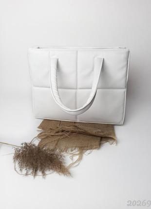 Велика біла стьобана сумка, велика стібана біла сумочка