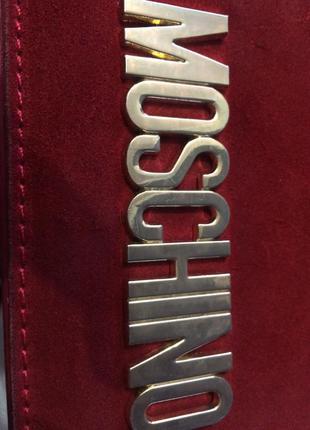 Трендова міні сумочка moschino,натуральна шкіра і замш,сумка шкіряна,червона4 фото