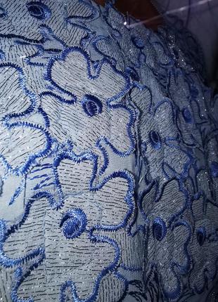 Блуза с вышивкой цветы люрекс рукав фонарик3 фото