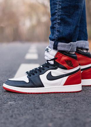 Кросівки air jordan retro 1  black red кроссовки