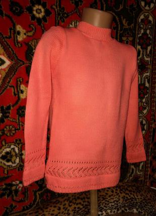 Красивый тёплый свитер с ажурной отделкой1 фото