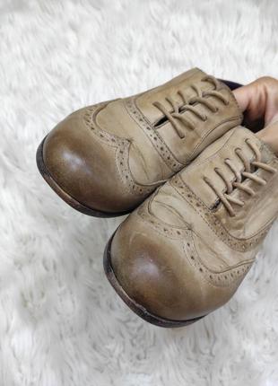 Кожаные бежевые оксфорды , лоферы, броги, туфли на шнурках от clarks4 фото