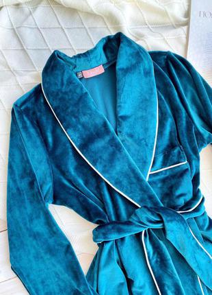 Велюровий комплект "шаль" для дому, піжама, пижама, домашний костюм кимоно/халат и брюки2 фото