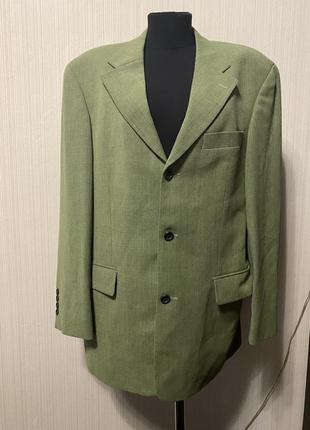 Вовняний піджак пальто міді зелений хакі унісекс