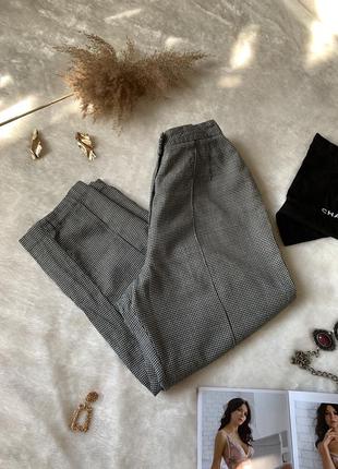 Шерстяные брюки в мелкую гусиную лапку, на низкий рост .