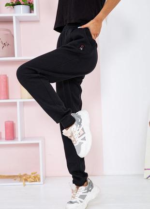 Спорт штаны женские на флисе цвет черный3 фото