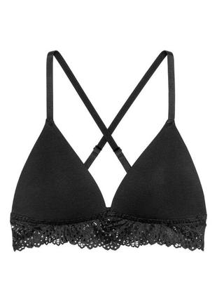 Чорний бра топ бюстгальтер з мереживом h&m
