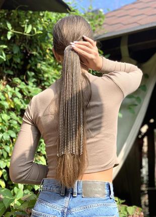 Жіноча заколка з бльостками, стразами на хвіст . женские заколки для волос с стразами