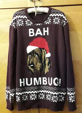 Брендовый   стильный  новогодний свитер  р.xxl от tu с собакой