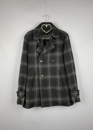 Uniqlo wool collection двобортне вовняне пальто в клітку