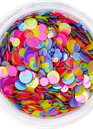 Камифубики конфетти для ногтей розовые желтые голубые фиолетовые красные1 фото