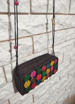 Маленькая коричневая сумочка кошелек через плечо разноцветная кошелёк гаманець косметичка5 фото