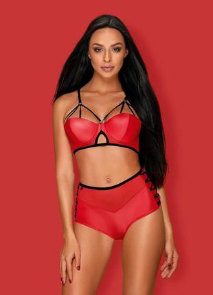 Leatheria set red obsessive червоний жіночий комплект під латекс