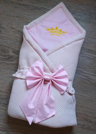 Конверт на виписку плед ковдру коляску ліжечко новонародженому маляті подарунок дівчинці