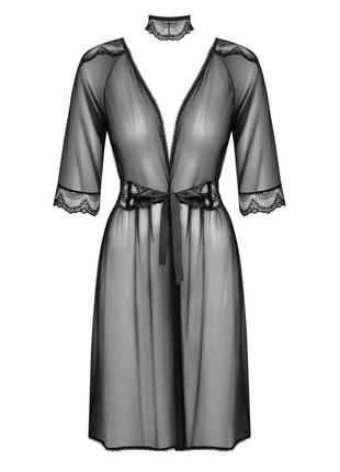 Lucita peignoir obsessive черный кружевной халат прозрачный3 фото
