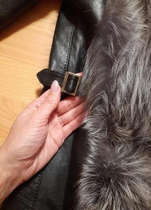 Натуральная кожа кожаная  куртка шуба с чернобуркой жилетка трансформер жилет желет курточка7 фото