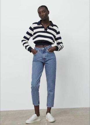 Красивые джинсы момы мом фит зара mom fit zara 40 р. высокая посадка