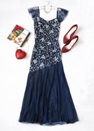 Шикарное платье макси, обшитое бисером, размер 40(12), см. замеры1 фото