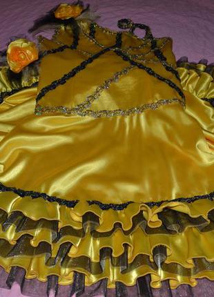 Эксклюзивное нарядное новогоднее концертное платье на 11-15 л. желтое золотое серебристое4 фото