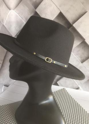 Шляпка федора с устойчивыми полями унисекс черная4 фото