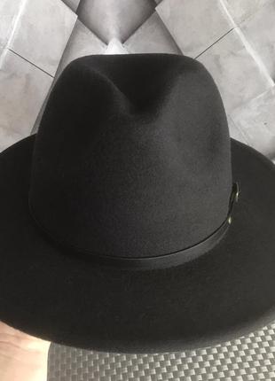 Шляпка федора с устойчивыми полями унисекс черная8 фото