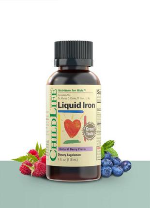 Childlife liquid iron рідке залізо для дітей з ягідним смаком. 118 мл