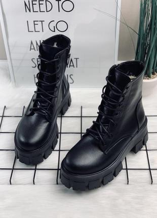 Черевики натуральна шкіра чорний зима