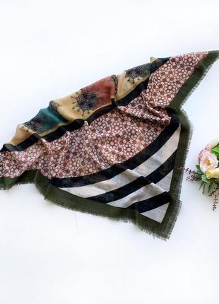 Платок шарф косынка палантин цветочный принт хлопок