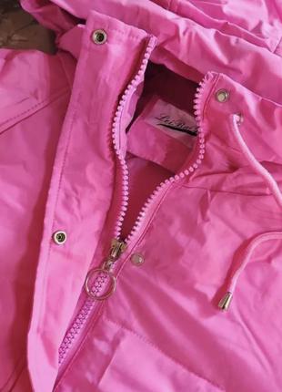 Куртка парка женская зимняя розовая10 фото