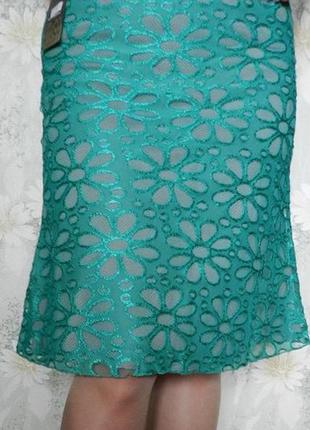 Шикарная женская гипюровая юбка колокол, изумруд, р. м-2хl, украина