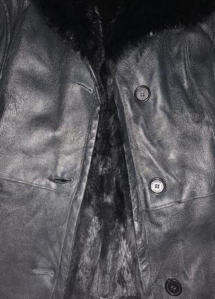 Винтажная кожаная куртка ittierre на меху с шерстяными рукавами (италия)5 фото