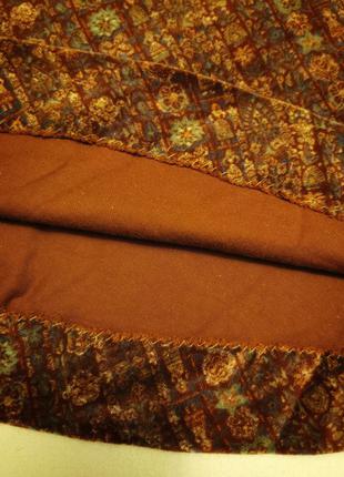 Бархатная винтажная юбка мини короткая расклешенная колокол в принт полоска цветы бархат коттон хлопок3 фото