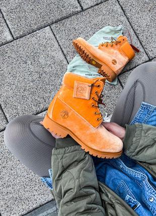 Timberland off-white orange, жіночі ботинки весна-осінь тімберленд женские ботинки