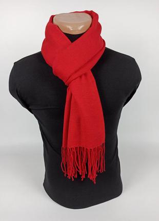 Палантин шарф большой кашемир красный кашемировый pashmina original однотонный2 фото