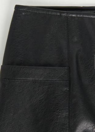 Кожаная мини юбка черная3 фото
