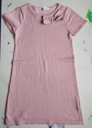 Нежно розовое платье с люрексом от h&m 122-128рост