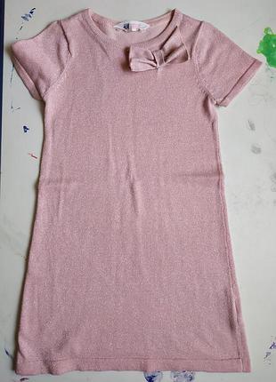 Ніжно рожеве плаття з люрексом від h&m 122-128рост