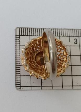 Кольцо в золотом тоне, европейский винтаж, чешские кристаллы5 фото