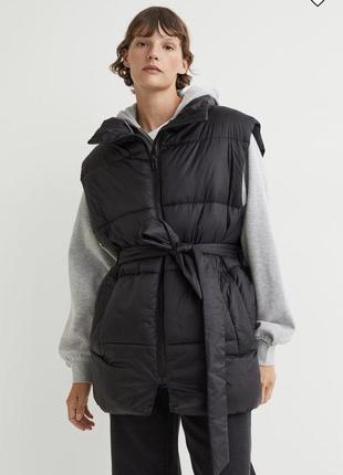 Стьобаний жилет з поясом жилетка оверсайз h&m оригінал