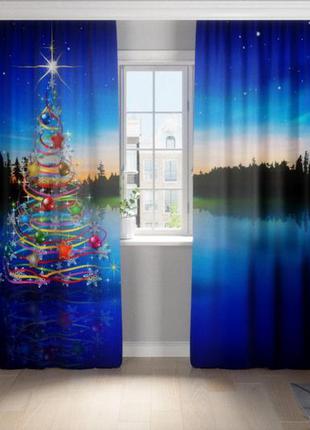 Фотоштора елка и город